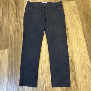 BRAX Pants Men's Size 38X32" FELIX PLAID Blue STRETCH COTTON FLAT FRONT Golf
